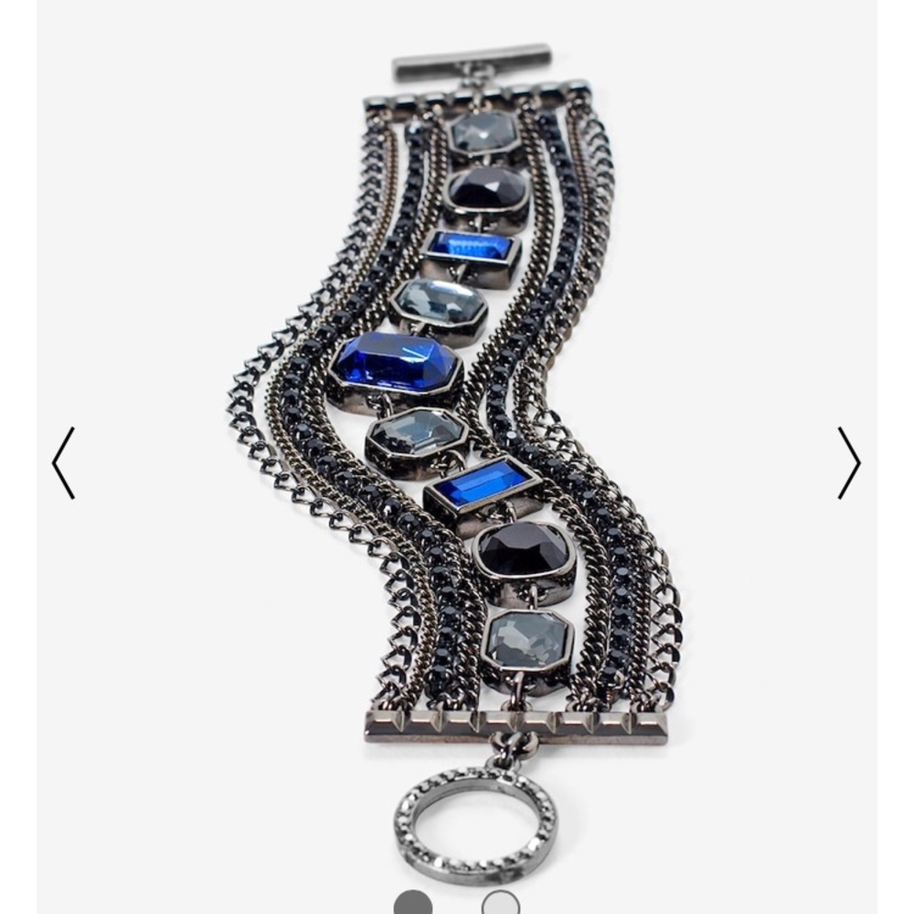 WHBM Hematite Blue Stone Multi-Row Toggle Bracelet